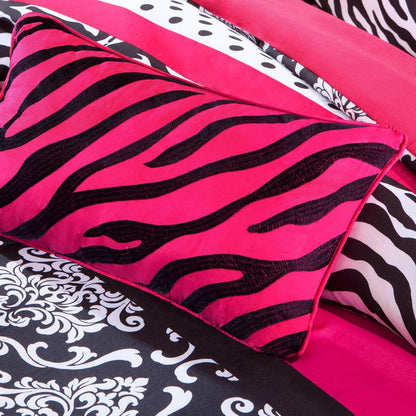 Intelligent Design Polka Dot Pink Zebra Queen Comforter Set, 4pc