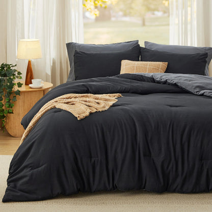Bedsure King Comforter Set Prewashed Soft Bedding Set 3Pcs Beige 104"x90"