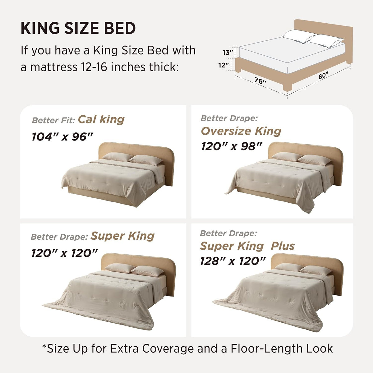 Bedsure King Comforter Set Prewashed Soft Bedding Set 3Pcs Beige 104"x90"