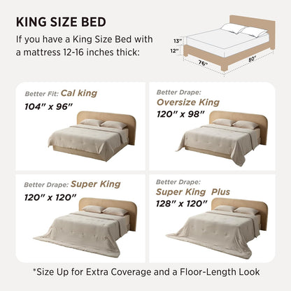 Bedsure King Comforter Set Prewashed Soft Bedding Set 3Pcs Beige 104"x90"