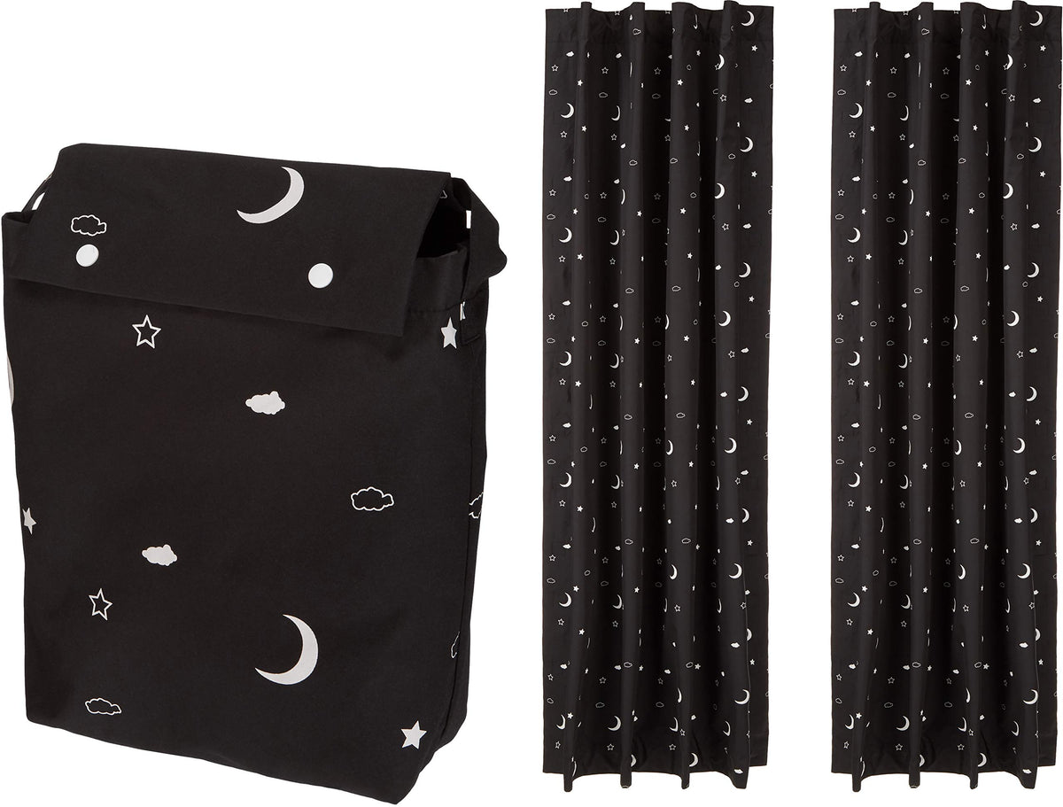 Amazon Basics Portable Room Darkening Blackout Curtain Shade with Suction Cups, Noise Reduction, 50"W x 78"L, Moon and Stars, 1-Pack