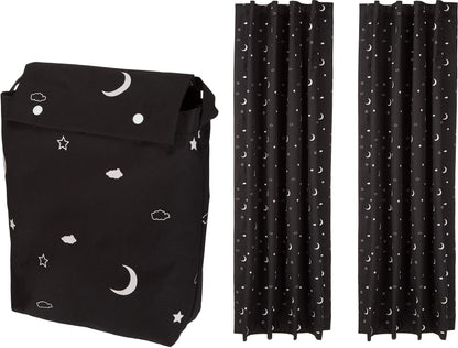Amazon Basics Portable Room Darkening Blackout Curtain Shade with Suction Cups, Noise Reduction, 50"W x 78"L, Moon and Stars, 1-Pack