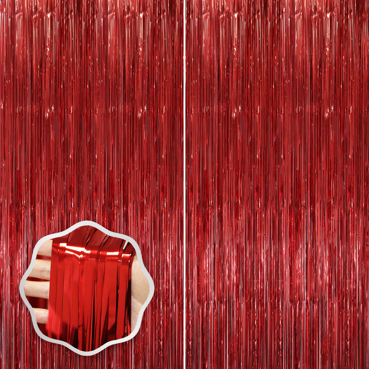 Voircoloria Laser Pink Foil Fringe Backdrop Curtains,3.3x6.6ft, 2 Pack