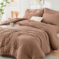 Full Comforter Set - 7PCS Bed in a Bag, Seersucker Bedding Set, Dark Grey