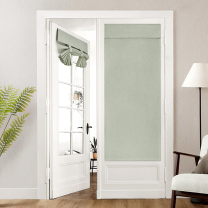 HOMEIDEAS 100% Blackout Linen Door Curtains for French Door 26x68 Inch