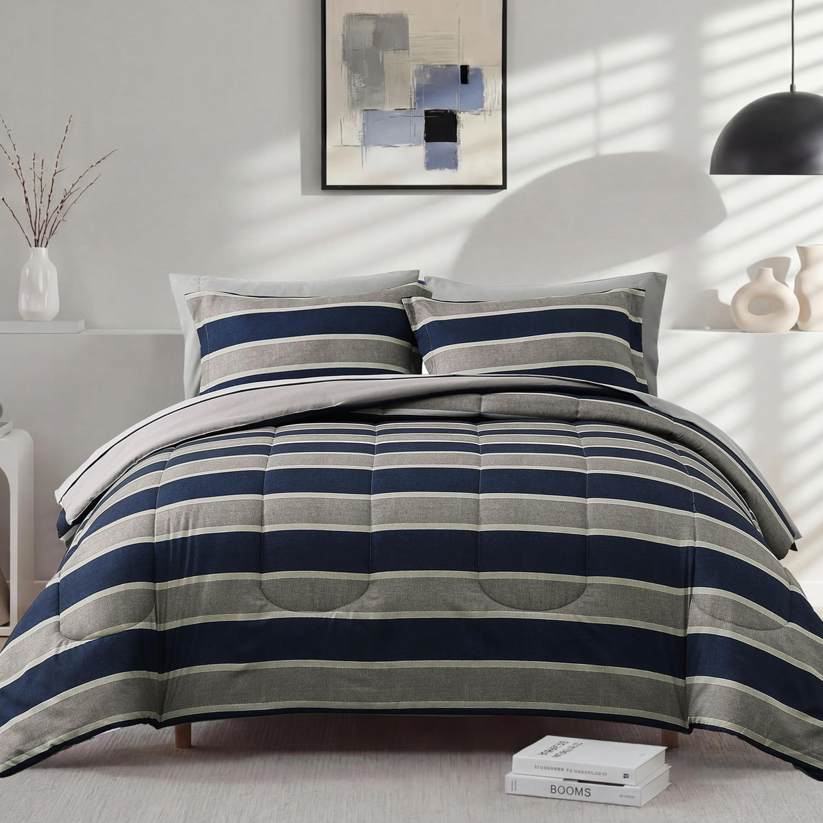 Monbix Full Size Comforter Sets - 7 Pieces Bed in a Bag Full Bedding Set