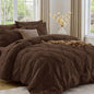 Sasttie Full Size Comforter Set, 7-Piece Bed in a Bag Double, Pintuck Bedding Set for All Season, Includes Comforter, Flat Sheet, Fitted Sheet, Pillowcases and Pillowshams, Beige