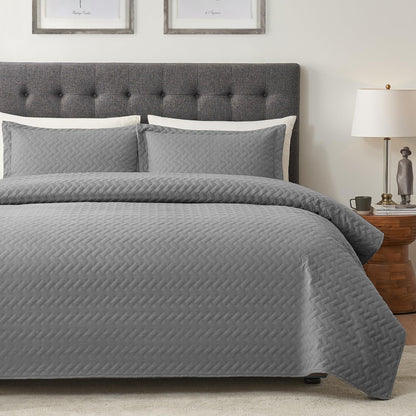 Hansleep Queen Quilt White Quilts Queen Size 3 Pieces (1 Quilt, 2 Shams)