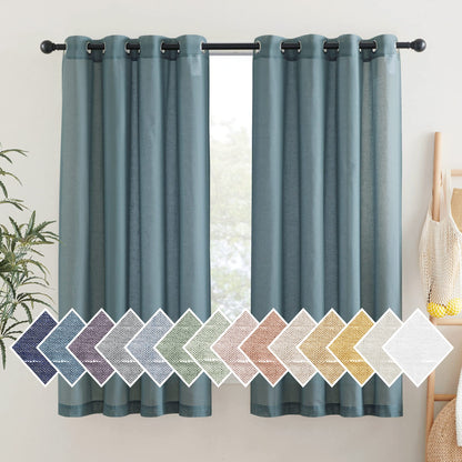 NICETOWN Semi Sheer Linen Ivory Curtains for Bedroom, W52xL84, 2 Panels