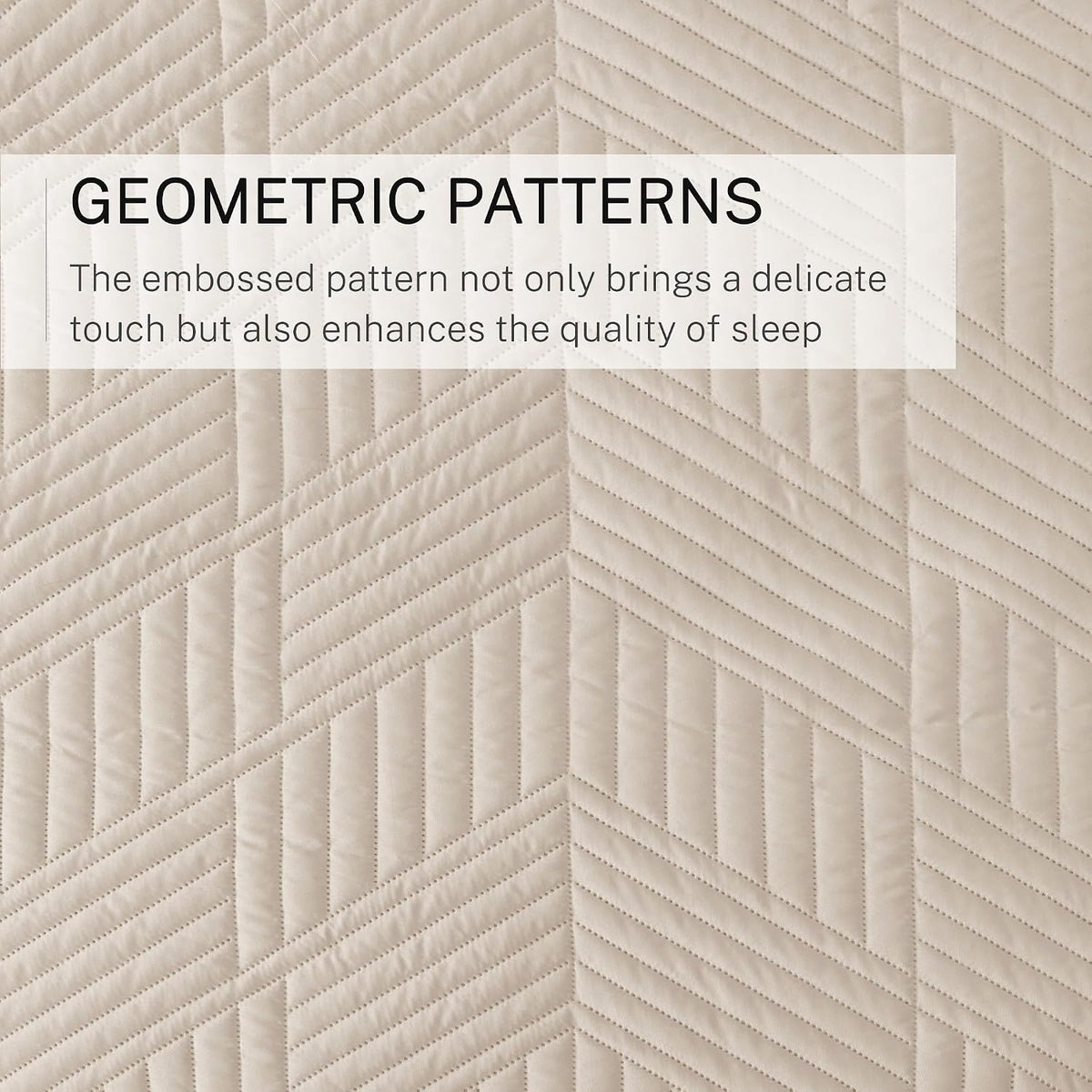 Exclusivo Mezcla Ultrasonic Full Queen Quilt Bedding Set, Beige Cream