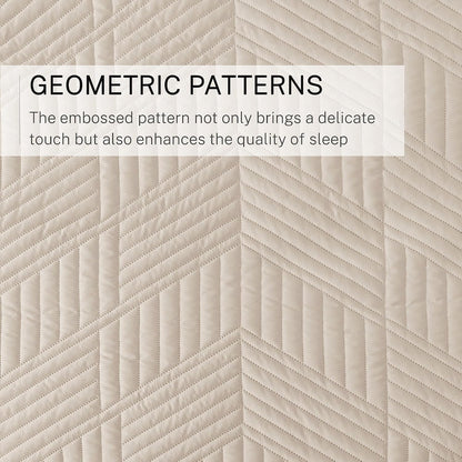 Exclusivo Mezcla Ultrasonic Full Queen Quilt Bedding Set, Beige Cream