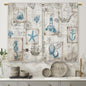 Teal Farmhouse Daisy Kitchen Curtains Wooden Flower Small Short Cafe Window Curtains Rustic Floral Butterfly Country Bathroom Drapes Treatment Tier Curtains 2 Panels (27.5x39 Inch)