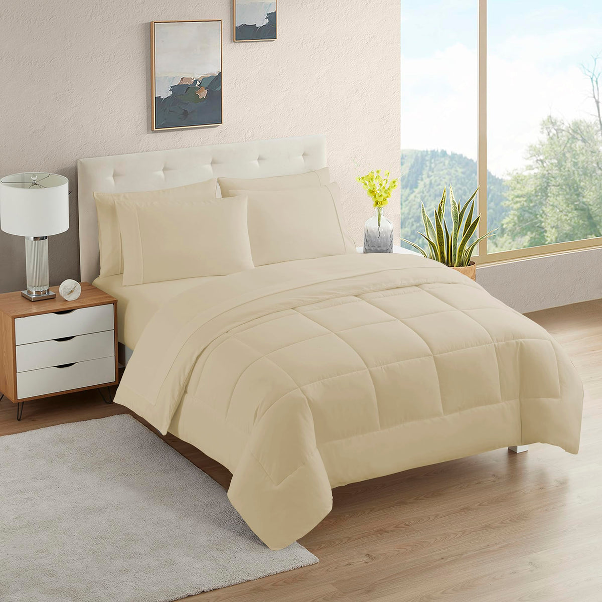 Full Size Comforter Set with Sheets - 7-Piece Bedding Collection - 1 Comforter, 1 Fitted Sheet, 1 Flat, 4 Pillowcases - Deep Pocket - Soft & Breathable Premium Quality - Ideal for All Seasons, Gray