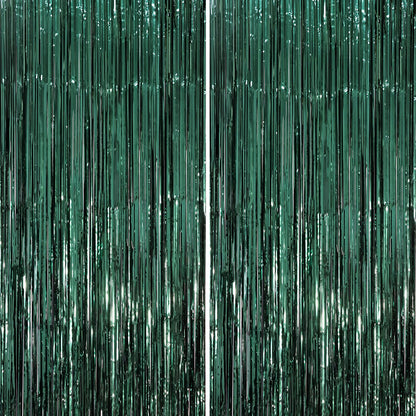 Voircoloria Laser Pink Foil Fringe Backdrop Curtains,3.3x6.6ft, 2 Pack