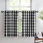 Taupe White Check Kitchen Tier Curtains for Basement Laundry 27x36 2pcs