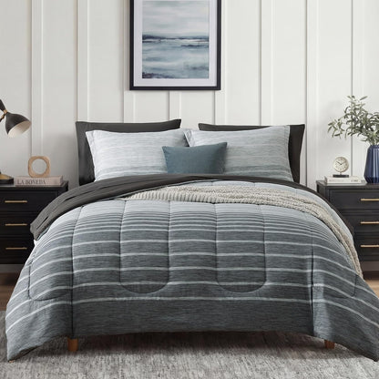 Monbix Full Size Comforter Sets - 7 Pieces Bed in a Bag Full Bedding Set
