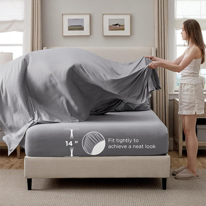 Bedsure 7-Piece King Size Comforter Set & Sheets, Grey King Bedding