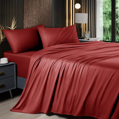 Shilucheng 6 Piece Queen Sheet Sets, Cooling Sheets, Dark Grey