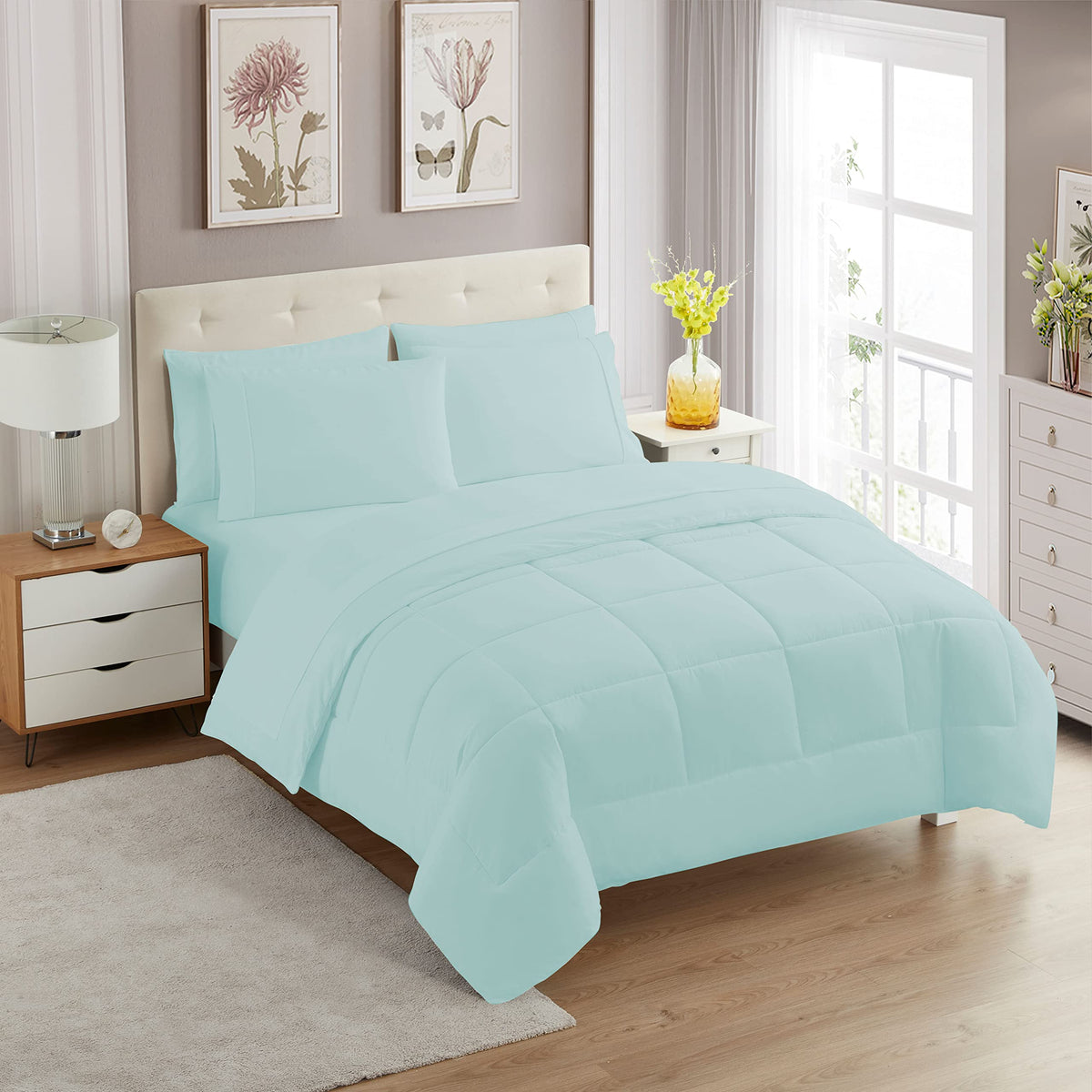 Full Size Comforter Set with Sheets - 7-Piece Bedding Collection - 1 Comforter, 1 Fitted Sheet, 1 Flat, 4 Pillowcases - Deep Pocket - Soft & Breathable Premium Quality - Ideal for All Seasons, Gray
