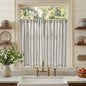 jinchan Linen Striped Tier Curtains for Kitchen Windows Green 26 x 24 inch