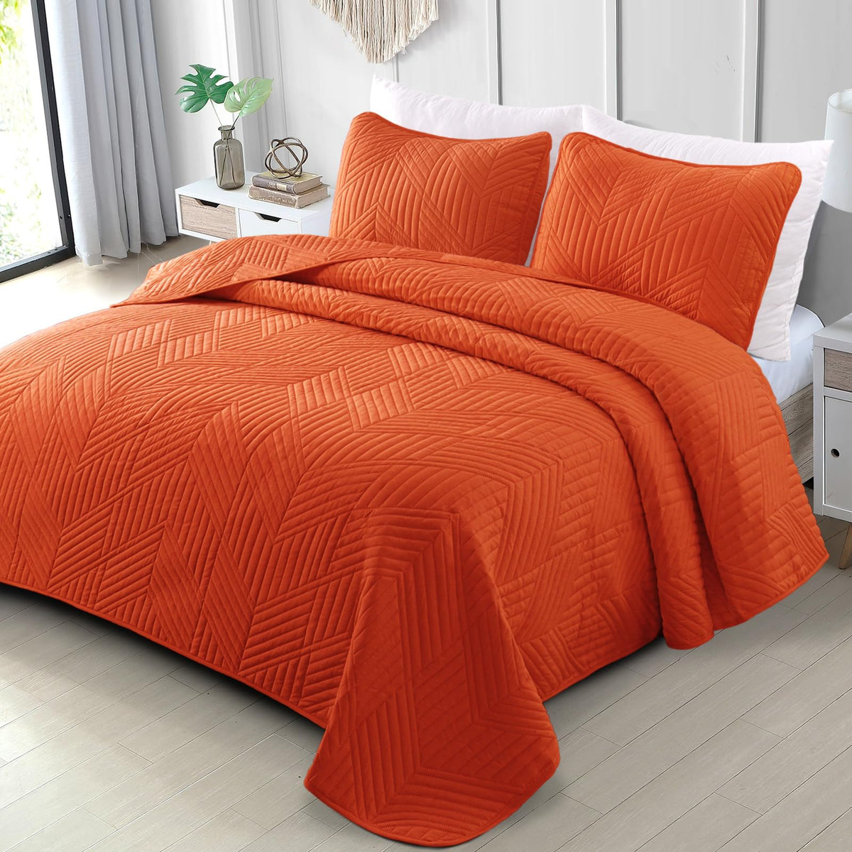 Exclusivo Mezcla Ultrasonic Full Queen Quilt Bedding Set, Beige Cream
