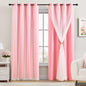 XiDi Blackout Curtains for Girls Bedroom Decor Pink Kids Rainbow Curtains