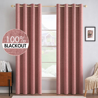 MIULEE 100% Blackout Linen Curtains for Bedroom 52x90 Inches Natural Beige