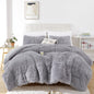 Smoofy Fluffy Queen Comforter Set, Faux Fur Pink Comforter Set 3 Pcs