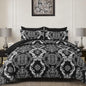 WONGS BEDDING Black Comforter Set Queen Size, Gold Damask Texture 7 Pieces Bed in a Bag Microfiber Comforter Bedding Sets -1 Comforter, 1 Flat Sheet, 1 Fitted Sheet, 2 Pillow Shams, 2 Pillowcases