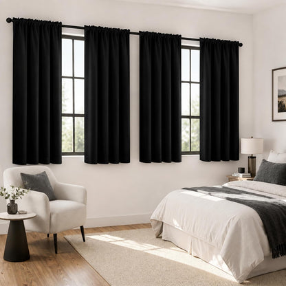 MIULEE Black Blackout Curtains 63 Inch Length for Bedroom Set of 4 Panels