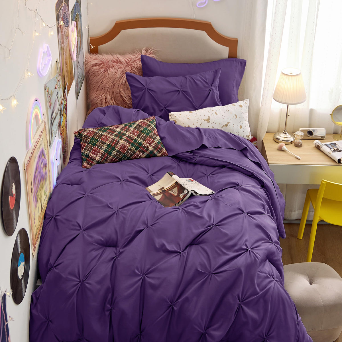 Bedsure 7-Piece King Size Comforter Set & Sheets, Grey King Bedding