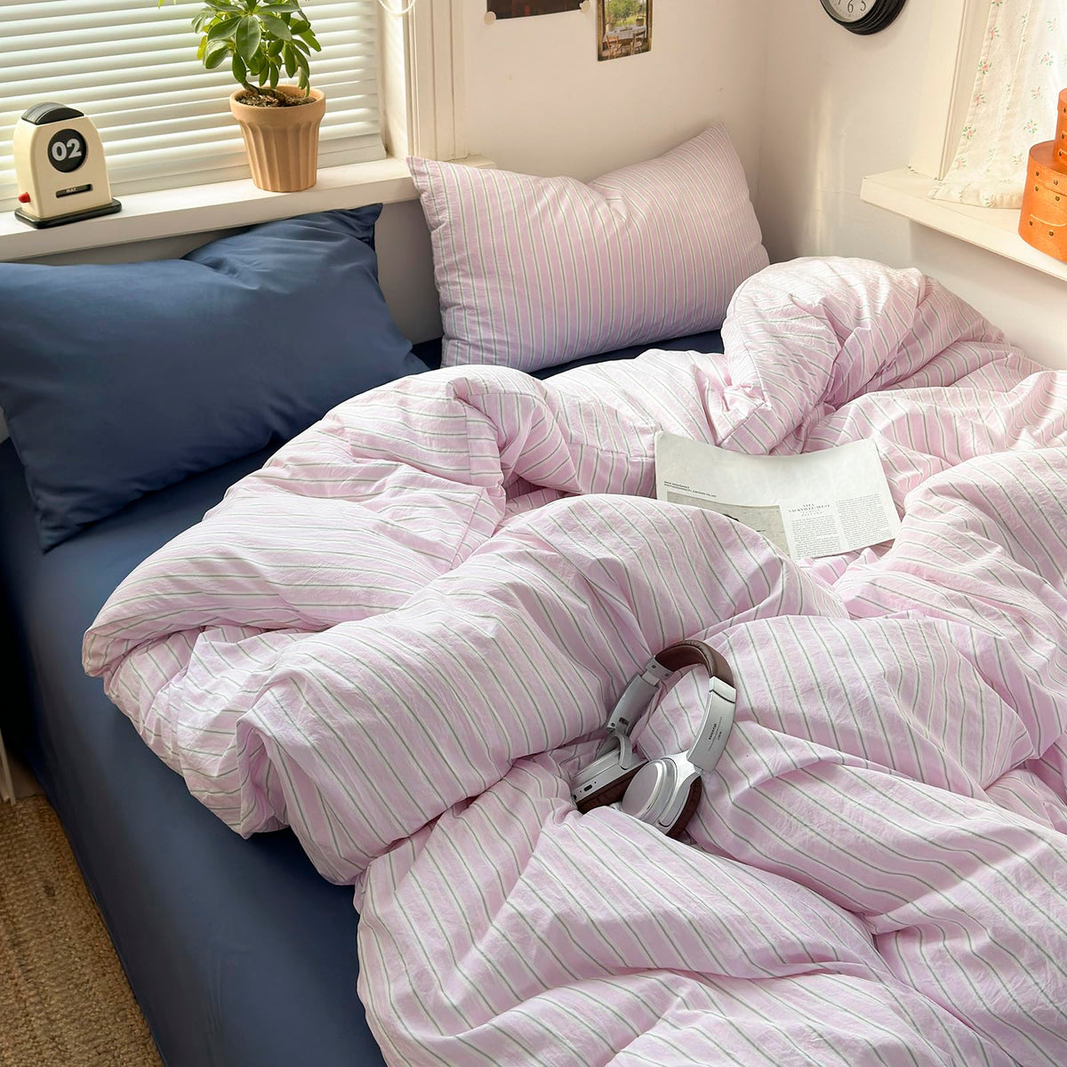 LifeTB Queen Comforter Set Fluffy Plaid Checkered Pattern Modern Style Geometric Comforter with 2 Pillow Shams Grid Plaid Bedding Comforter for Boys Men All Season Queen Size Bed Comforter Set