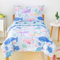 Mooreeke Toddler Bedding Sets for Girls,4 Pieces Blue Ocean Animals Printed
