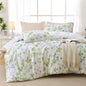 MUXHOMO Duvet Cover King Size, 3-Piece Floral Grey-Blue Bedding Set