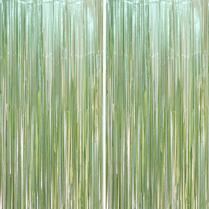 Voircoloria Laser Pink Foil Fringe Backdrop Curtains,3.3x6.6ft, 2 Pack