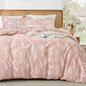 MUXHOMO Duvet Cover King Size, 3-Piece Floral Grey-Blue Bedding Set
