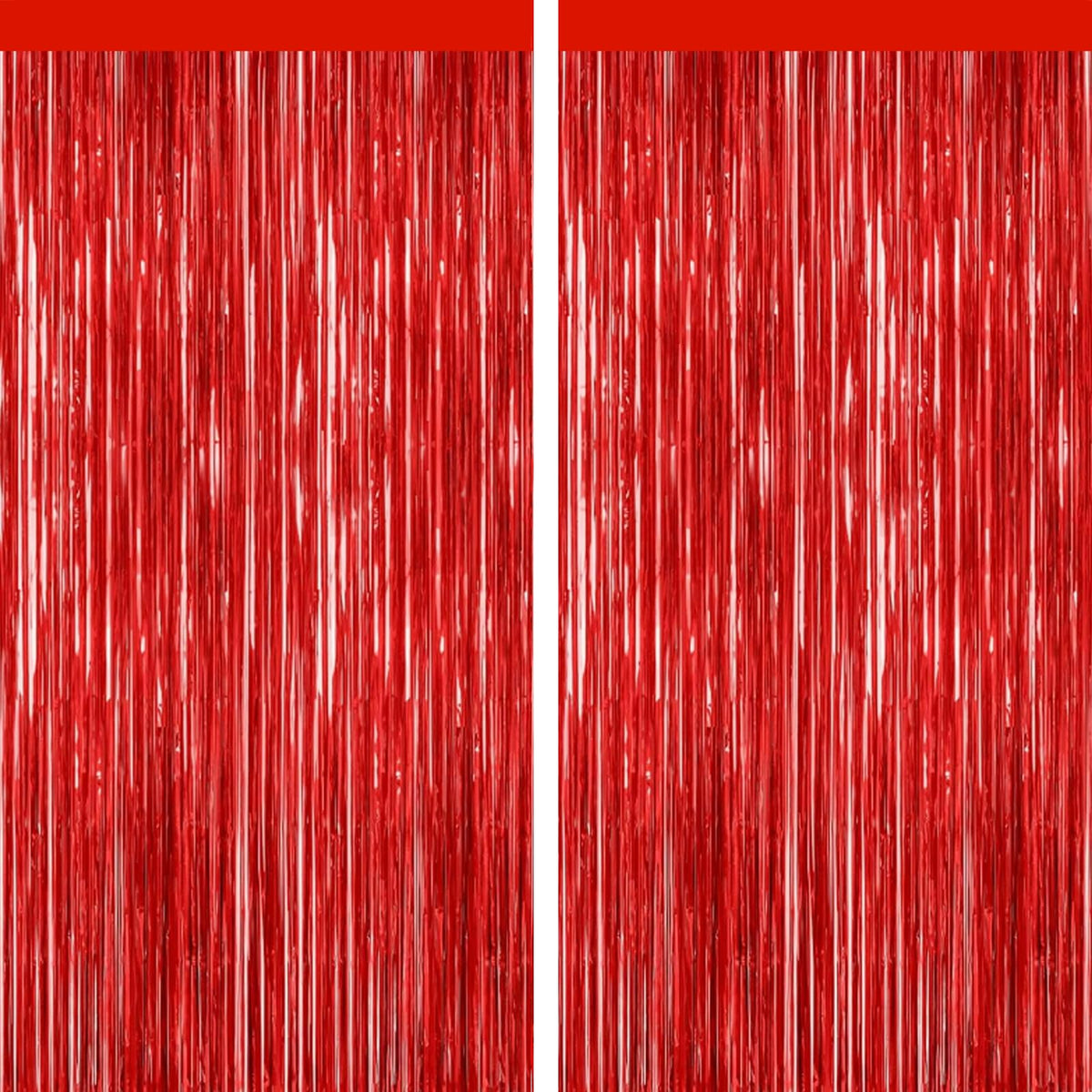 GCB 2Pack Black Metallic Tinsel Foil Fringe Curtain, Black Curtain Backdrop