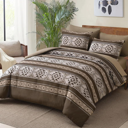Anibedding Brown Full Size Comforter Set, 7 Pieces Boho Western Bedding Set