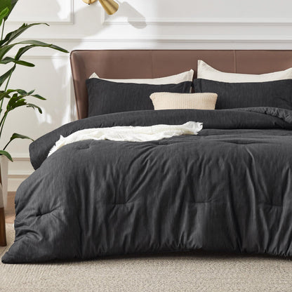 Bedsure Queen Size Comforter Sets, Beige Cationic Dyed Bedding Set 3 Pcs