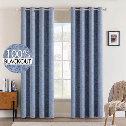 MIULEE 100% Blackout Linen Curtains for Bedroom 52x90 Inches Natural Beige