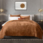 RECYCO Channel Box Stitch Velvet Quilt Set, King Size, Beige