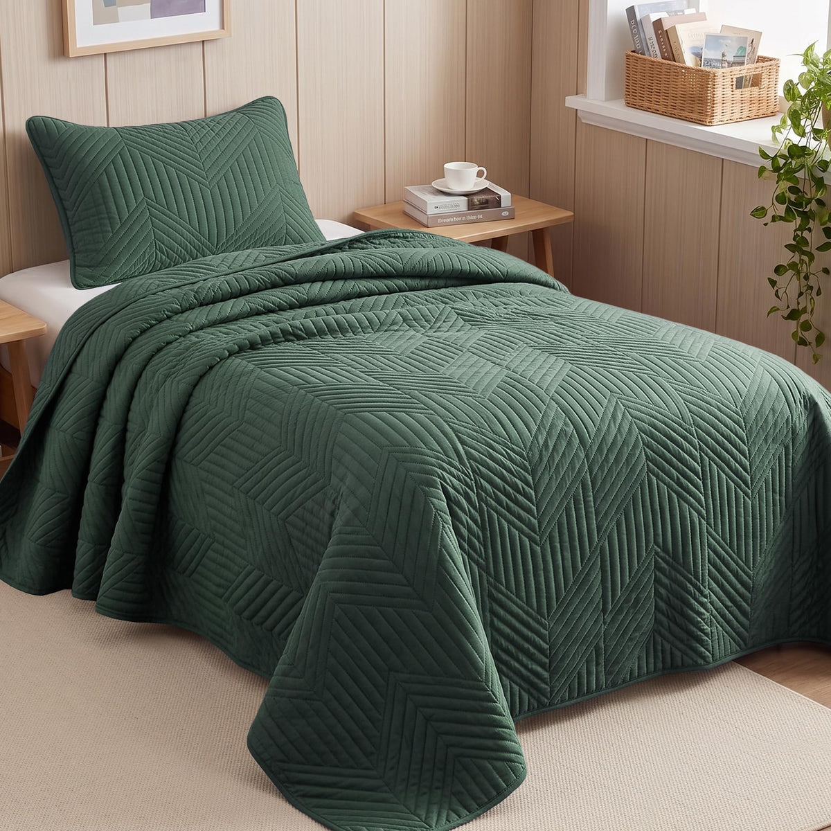 Exclusivo Mezcla Ultrasonic Full Queen Quilt Bedding Set, Beige Cream