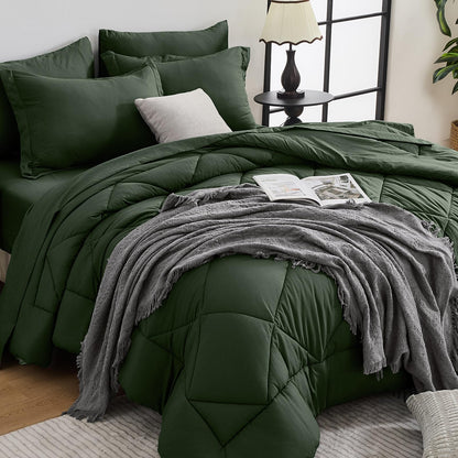 HEVUMYI 7-Piece Full Comforter Set, Dark Grey Bed in a Bag