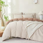 Comforter Queen Set Grid Black 100% Soft Washed Microfiber Jacquard 3 Pieces Grid Bedding Sets Grey White Comforter Queen for All Seasons and 2 Pillowcases Comfort Breathable