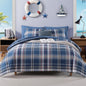 Plaid Full Size Comforter Set Blue Grey 7 Pieces Farmhouse Bed in a Bag