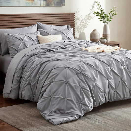 Bedsure 7-Piece Queen Bedding Comforter Set & Sheet Set, Grey Bed in a Bag
