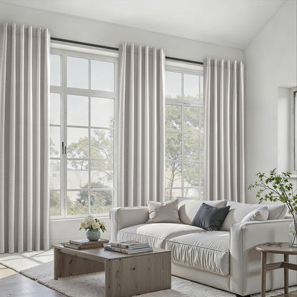 Topfinel Cream Linen Blackout Curtains 84 Inch Long for Bedroom Living Room, Ivory Pinch Pleat Back Tab Full Blackout Drapes Farmhouse Boho Curtains for Window, White Neutral Curtains 52" X 84" 7 FT