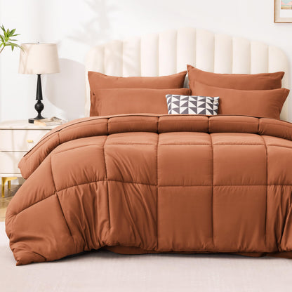 Love's cabin Queen Comforter Set, 7 Pieces Bed in a Bag, Black