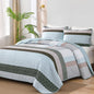 WONGS BEDDING Grey Queen Size Quilt Set, Boho Striped Bedspread