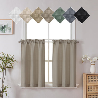 Chyhomenyc 2 Panels White Kitchen Curtains 36 Inch Length Tier Curtain